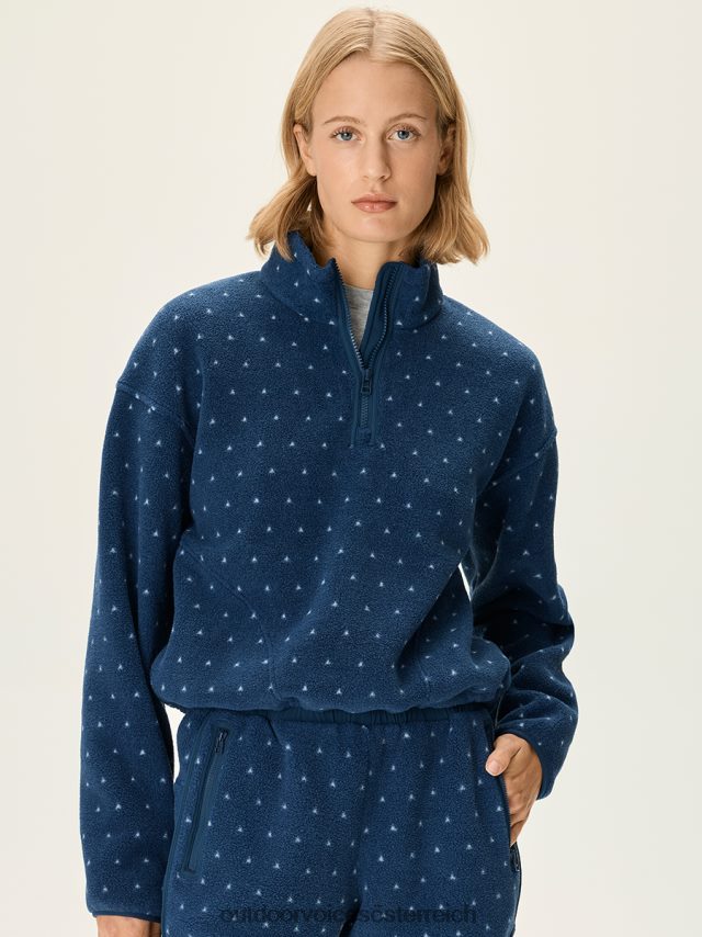 Kleidung Outdoor Voices Frauen Primofleece-Pullover mit 1/4-Reißverschluss marineblaue Vogelperspektive X4DF41